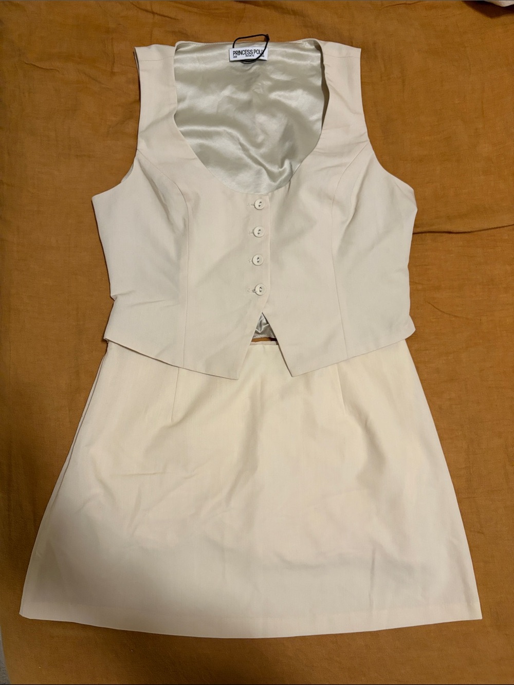 Princess Polly Cream Two-Piece Skirt Set